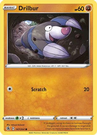 Drilbur (147/264) Reverse Holofoil [SWSH: Fusion Strike] Pokemon Single Pokémon