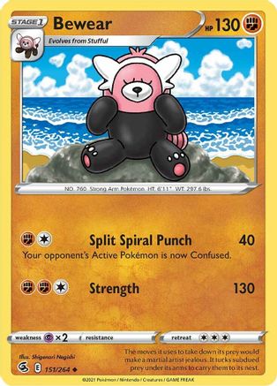 Bewear (151/264) Reverse Holofoil [SWSH: Fusion Strike] Pokemon Single Pokémon