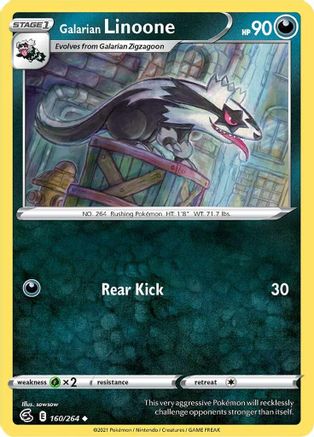 Galarian Linoone (160/264) Reverse Holofoil [SWSH: Fusion Strike] Pokemon Single Pokémon