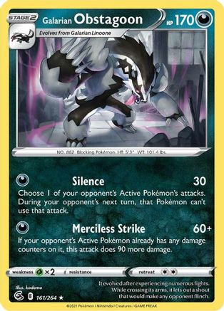 Galarian Obstagoon (161/264) Holofoil [SWSH: Fusion Strike] Pokemon Single Pokémon