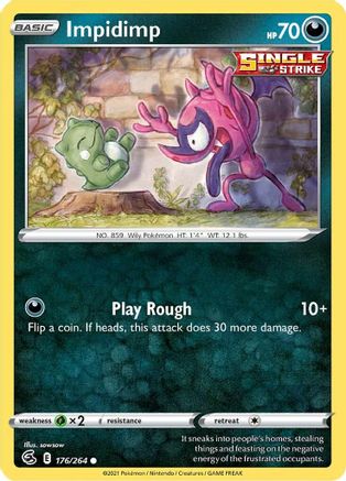 Impidimp (176/264) Reverse Holofoil [SWSH: Fusion Strike] Pokemon Single Pokémon
