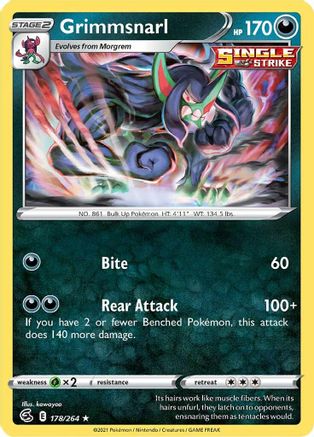 Grimmsnarl (178/264) Reverse Holofoil [SWSH: Fusion Strike] Pokemon Single Pokémon