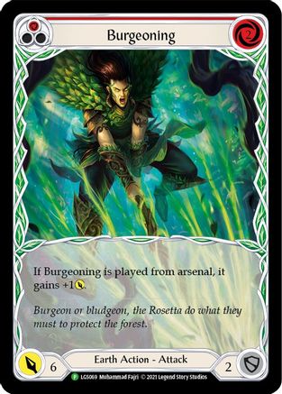 Burgeoning (Red) [LGS069] (Promo)  Rainbow Foil Flesh And Blood Single Flesh And Blood   
