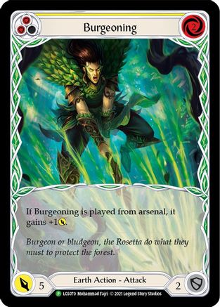 Burgeoning (Yellow) [LGS070] (Promo)  Rainbow Foil Flesh And Blood Single Flesh And Blood   