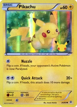 Pikachu - 26/83 (20th Anniversary) Holofoil [Misc: Cards & Products] Pokemon Single Pokémon