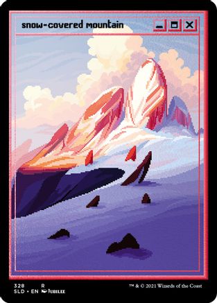 Snow-Covered Mountain (PixelSnowLands.jpg) (Foil Etched) (SLD-328) [Secret Lair] Drop Series Foil MTG Single Wizards of the Coast