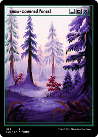 Snow-Covered Forest (PixelSnowLands.jpg) (Foil Etched) (SLD-329) [Secret Lair Drop Series] Foil MTG Single Wizards of the Coast