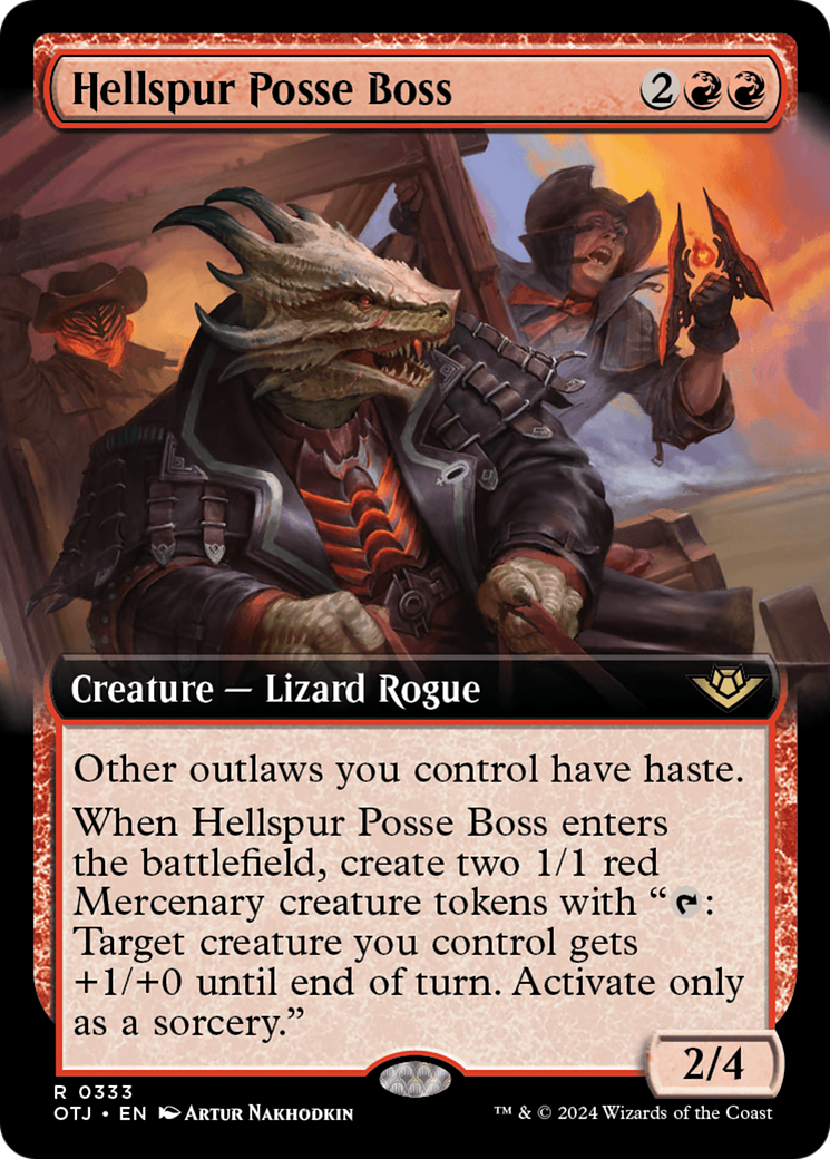 Hellspur Posse Boss (OTJ-333) [Outlaws of Thunder Junction] (Extended Art) Foil MTG Single Wizards of the Coast