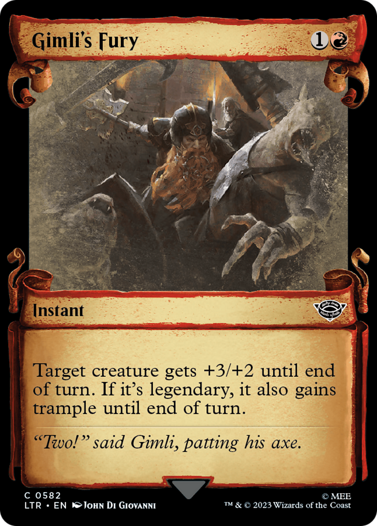 Gimli's Fury (LTR-582) [The Lord of the Rings: Tales of Middle-earth] (Showcase) Foil MTG Single Wizards of the Coast
