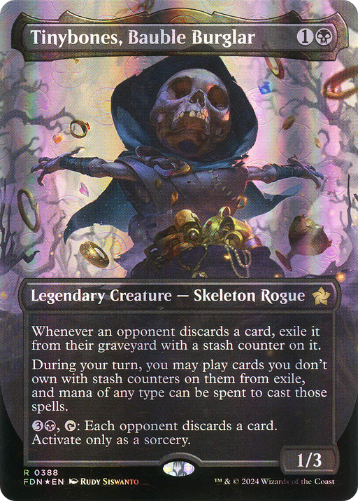 Tinybones, Bauble Burglar (Mana Foil) (FDN-388) [Foundations] (Borderless) Foil MTG Single Wizards of the Coast