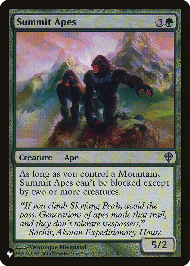 Summit Apes (LIST-WWK-114) [Mystery Booster] The List MTG Single Wizards of the Coast