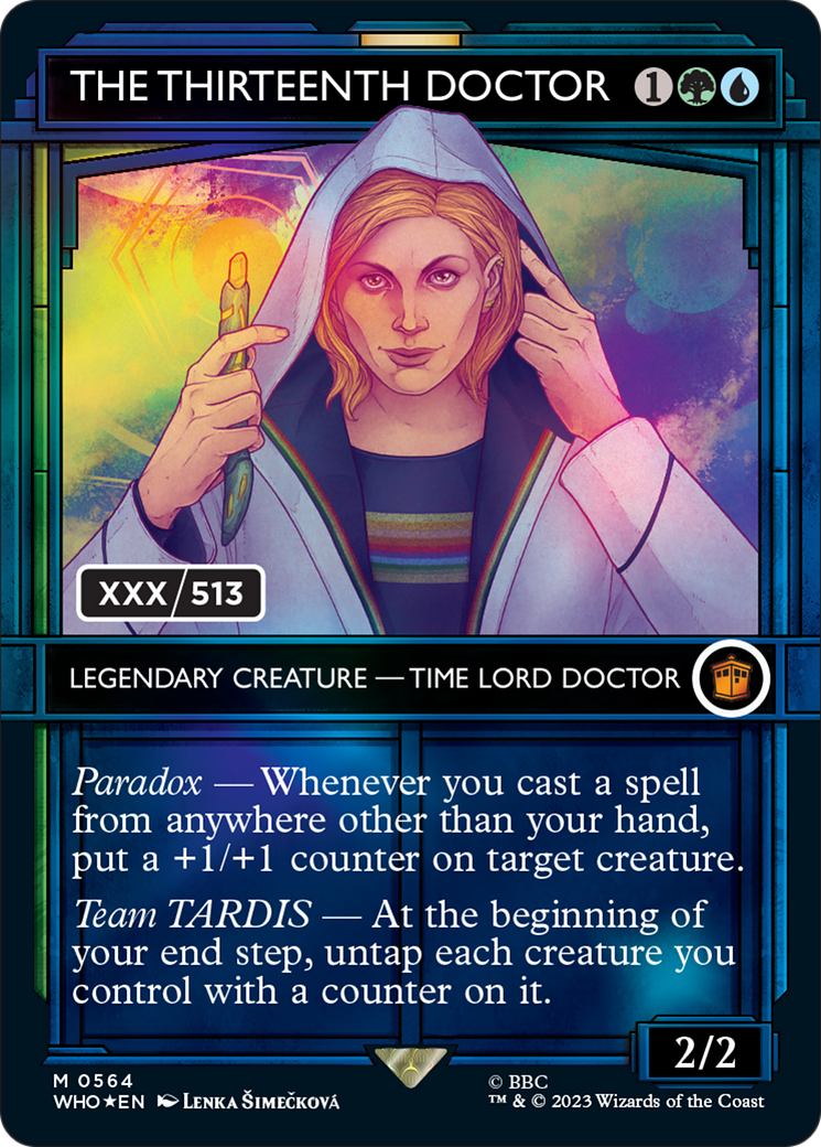 The Thirteenth Doctor (Serial Numbered) (WHO-564) [Doctor Who] (Showcase) (Borderless) Foil MTG Single Wizards of the Coast