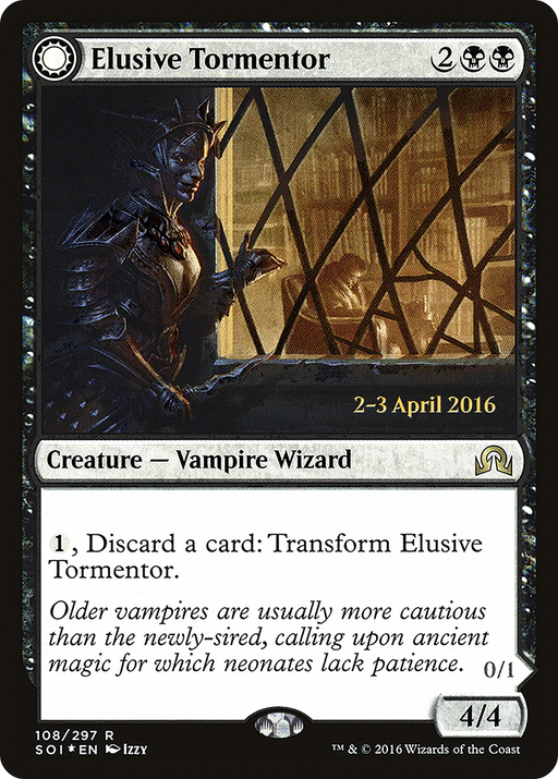 Elusive Tormentor (PRE-108) [Shadows over Innistrad Promos] (Double Faced Transform) Foil MTG Single Wizards of the Coast