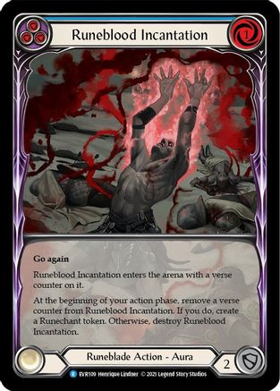Runeblood Incantation (Blue) [EVR109] (Everfest)  1st Edition Extended Art Rainbow Foil Flesh And Blood Single Flesh And Blood   
