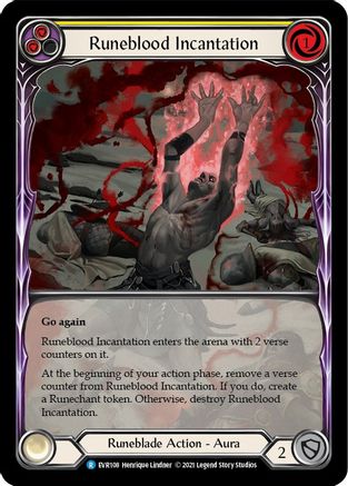 Runeblood Incantation (Yellow) [EVR108] (Everfest)  1st Edition Extended Art Rainbow Foil Flesh And Blood Single Flesh And Blood   
