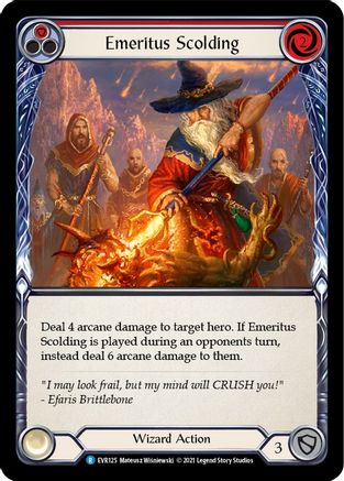 Emeritus Scolding (Red) [EVR125] (Everfest)  1st Edition Rainbow Foil Flesh And Blood Single Flesh And Blood   
