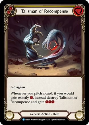 Talisman of Recompense [EVR191] (Everfest)  1st Edition Cold Foil Flesh And Blood Single Flesh And Blood   