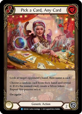 Pick a Card, Any Card (Yellow) [EVR168] (Everfest)  1st Edition Extended Art Rainbow Foil Flesh And Blood Single Flesh And Blood   