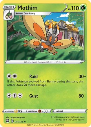 Mothim (11/172) Reverse Holofoil [SWSH: Brilliant Stars] Pokemon Single Pokémon