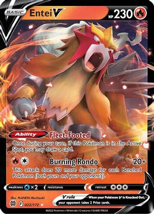 Entei V (22/172) Holofoil [SWSH: Brilliant Stars] Pokemon Single Pokémon
