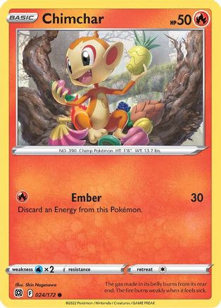 Chimchar (24/172) Reverse Holofoil [SWSH: Brilliant Stars] Pokemon Single Pokémon
