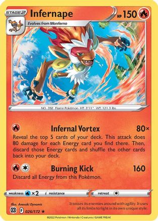 Infernape (26/172) Holofoil [SWSH: Brilliant Stars] Pokemon Single Pokémon