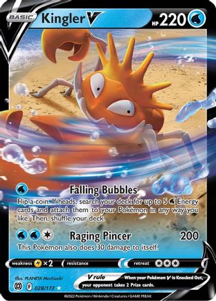 Kingler V (28/172) Holofoil [SWSH: Brilliant Stars] Pokemon Single Pokémon