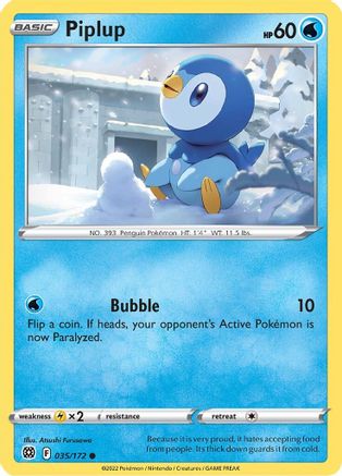 Piplup (35/172) Reverse Holofoil [SWSH: Brilliant Stars] Pokemon Single Pokémon