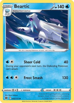 Beartic (43/172) Reverse Holofoil [SWSH: Brilliant Stars] Pokemon Single Pokémon