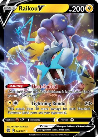 Raikou V (48/172) Holofoil [SWSH: Brilliant Stars] Pokemon Single Pokémon