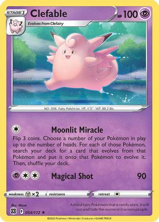 Clefable (54/172) Reverse Holofoil [SWSH: Brilliant Stars] Pokemon Single Pokémon
