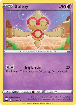 Baltoy (58/172) Reverse Holofoil [SWSH: Brilliant Stars] Pokemon Single Pokémon
