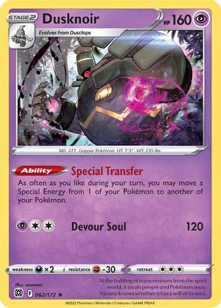 Dusknoir (62/172) Reverse Holofoil [SWSH: Brilliant Stars] Pokemon Single Pokémon