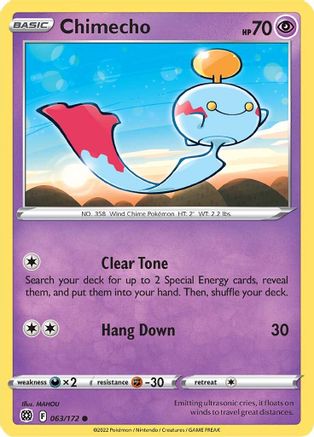 Chimecho (63/172) Reverse Holofoil [SWSH: Brilliant Stars] Pokemon Single Pokémon