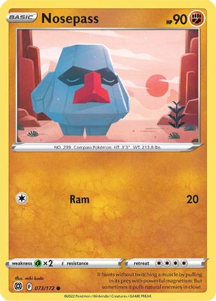 Nosepass (73/172) Reverse Holofoil [SWSH: Brilliant Stars] Pokemon Single Pokémon