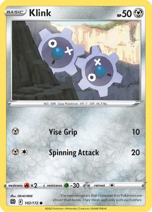 Klink (102/172) Reverse Holofoil [SWSH: Brilliant Stars] Pokemon Single Pokémon