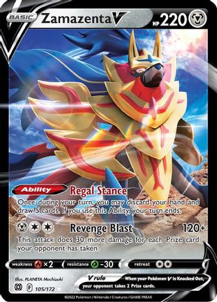 Zamazenta V (105/172) Holofoil [SWSH09 Brilliant Stars] Pokemon Single Pokémon