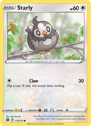Starly (117/172) Reverse Holofoil [SWSH: Brilliant Stars] Pokemon Single Pokémon