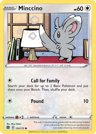 Minccino (124/172) Reverse Holofoil [SWSH: Brilliant Stars] Pokemon Single Pokémon