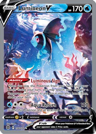 Lumineon V (Alternate Full Art) (156/172) - [SWSH: Brilliant Stars] Holofoil Pokemon Single Pokémon