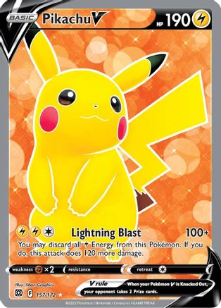 Pikachu V (Full Art) (157/172) Holofoil [SWSH: Brilliant Stars] Pokemon Single Pokémon