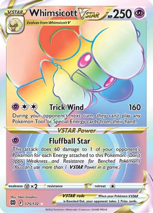 Whimsicott VSTAR (Secret) (175/172) Holofoil [SWSH: Brilliant Stars] Pokemon Single Pokémon