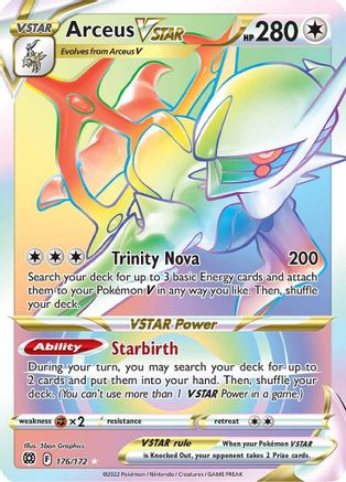 Arceus VSTAR (Secret) (176) (176/172) - [SWSH: Brilliant Stars] Holofoil Pokemon Single Pokémon