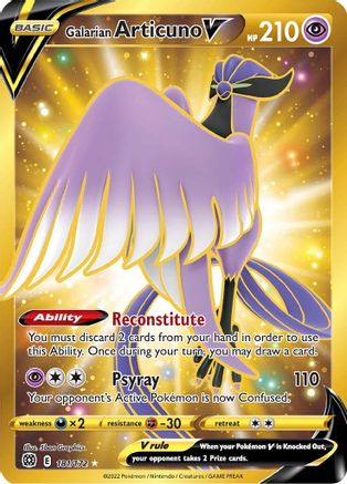 Galarian Articuno V (Secret) (181/172) Holofoil [SWSH: Brilliant Stars] Pokemon Single Pokémon