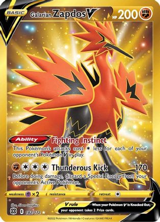 Galarian Zapdos V (Secret) (182/172) Holofoil [SWSH: Brilliant Stars] Pokemon Single Pokémon
