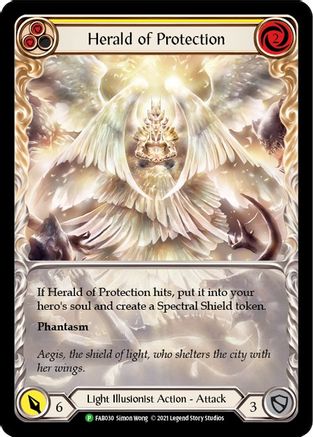 Herald of Protection (Yellow Extended Art) [FAB030] (Promo)  Rainbow Foil Flesh And Blood Single Flesh And Blood   