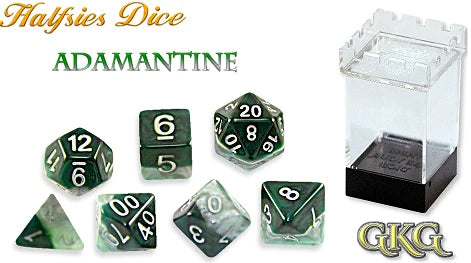 Gate Keeper Games: "Adamantine” Halfsies Dice 7-Die Set Dice & Gaming Accessories Gate Keeper Games