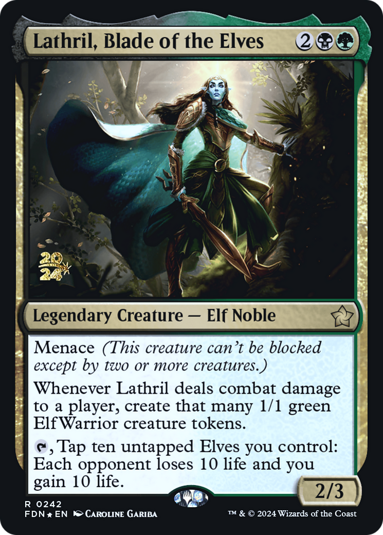 Lathril, Blade of the Elves (PRE-242) [Foundations Promos] Foil MTG Single Wizards of the Coast