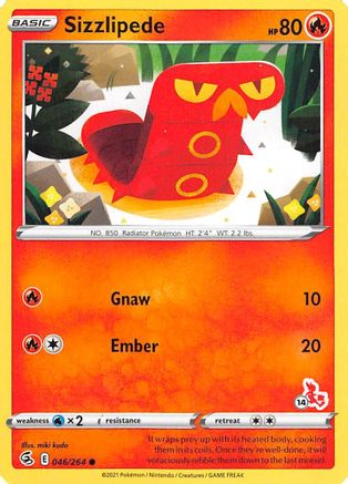 Sizzlipede - 046/264 (#14 Cinderace Stamped) () [Misc: Battle Academy 2022] Pokemon Single Pokémon