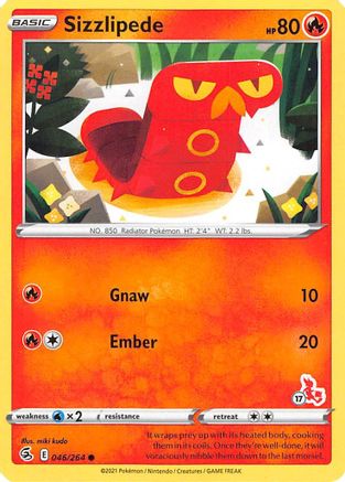 Sizzlipede - 046/264 (#17 Cinderace Stamped) () [Misc: Battle Academy 2022] Pokemon Single Pokémon